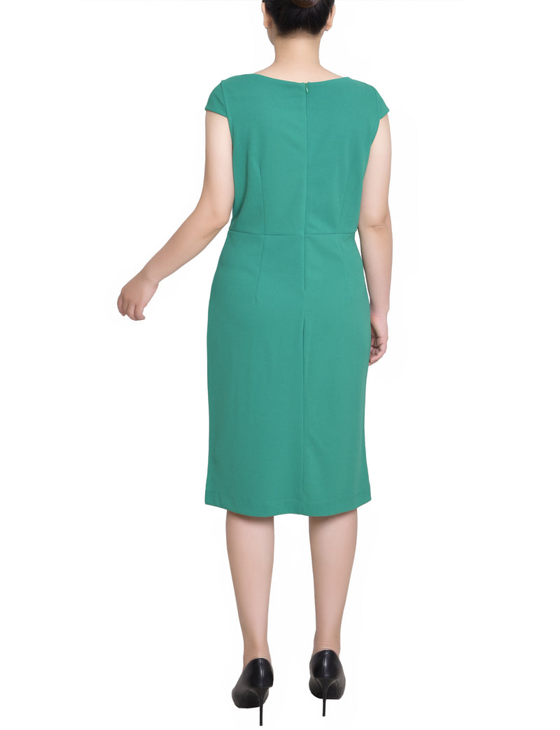 Petite Cap Sleeve Exposed Zipper Dress