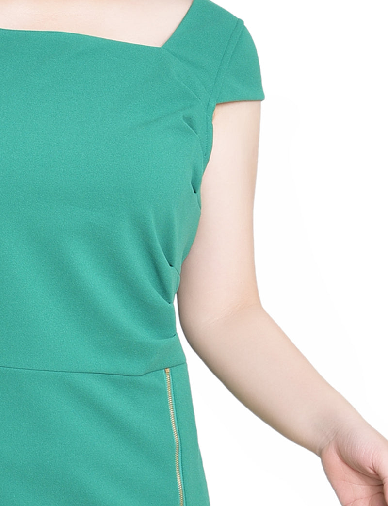 Petite Cap Sleeve Exposed Zipper Dress