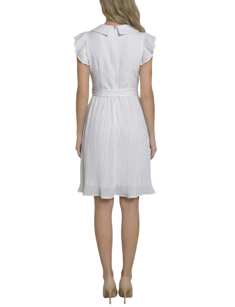 Petite Plissé Pleated Short Sleeve Dress White / 18P Petite Plissé Pleated Short Sleeve Dress White / 18P