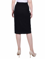 Petite Slim Belted Scuba Crepe Skirt