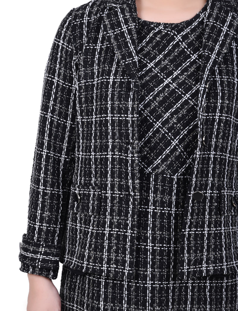 Petite Long Sleeve Tweed Jacket With Dress