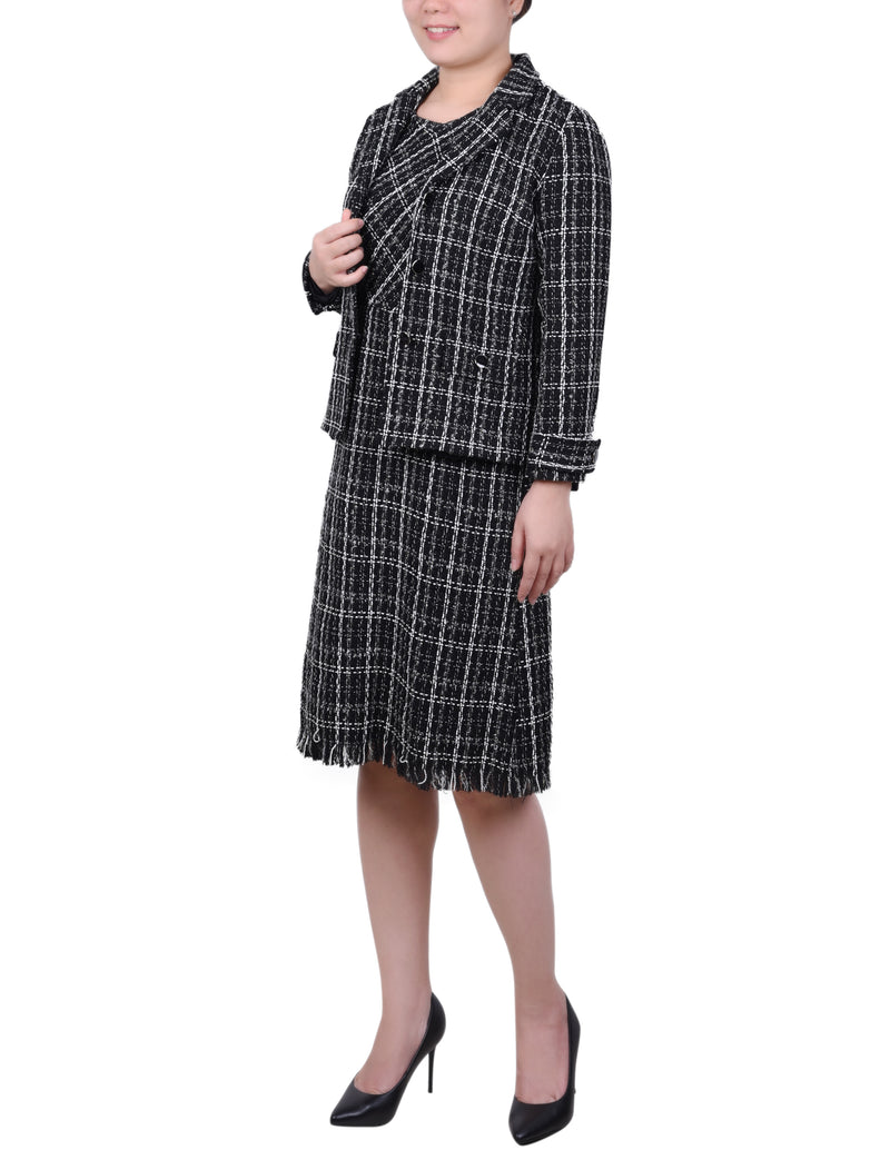 Petite Long Sleeve Tweed Jacket With Dress