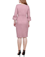 Petite 3/4 Sleeve Textured Knit Dress