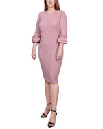 Petite 3/4 Sleeve Textured Knit Dress