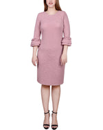 Petite 3/4 Sleeve Textured Knit Dress