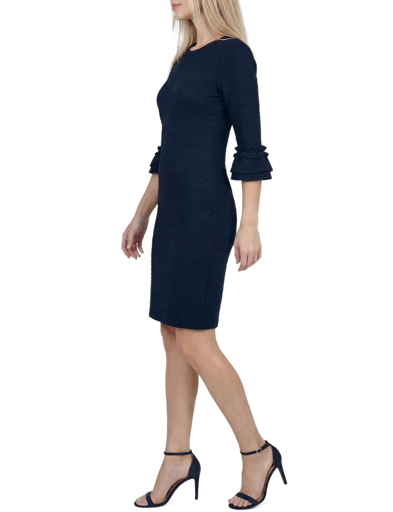 Petite 3/4 Sleeve Textured Knit Dress  NY COLLECTION