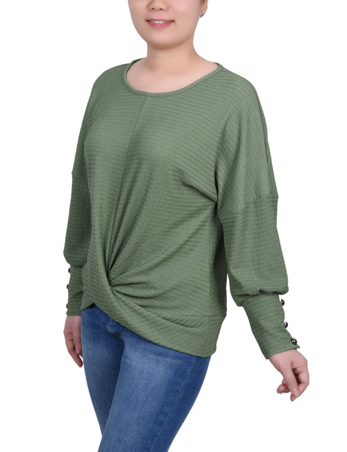 Petite Long Sleeve Textured Knit Top