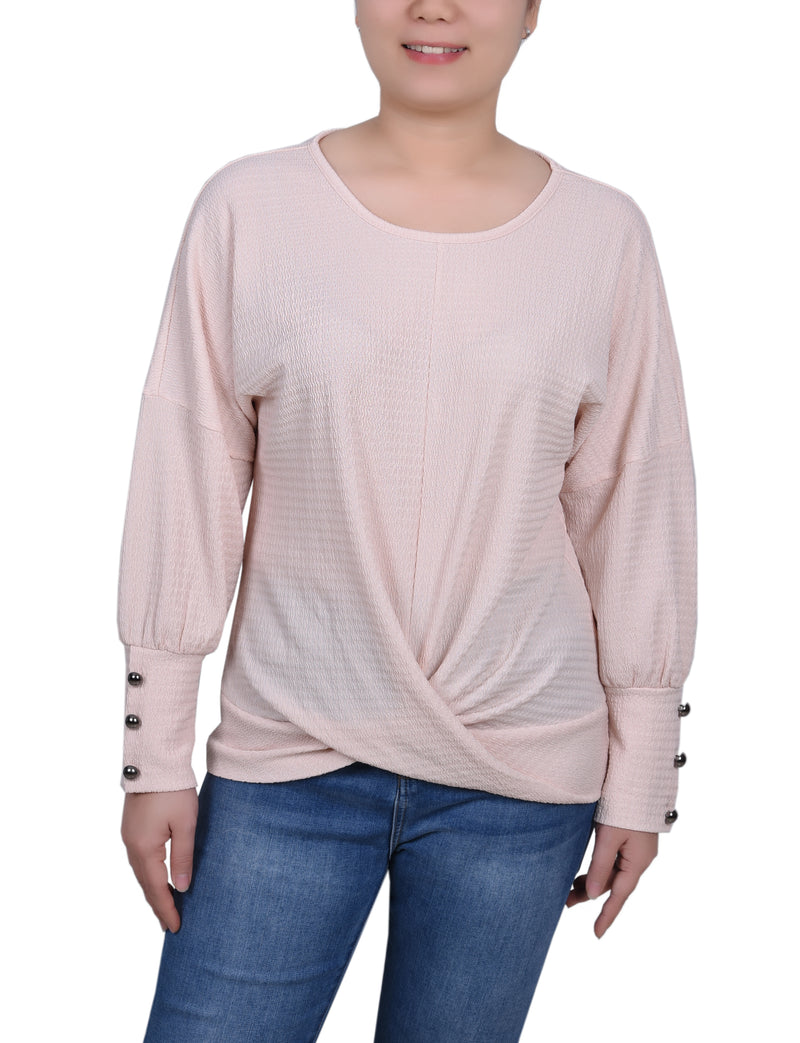 Petite Long Sleeve Textured Knit Top
