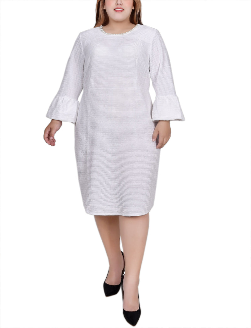 Plus Size 3/4 Length Pearl Detail Dress