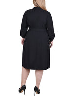 Plus Size Long Roll Tab Sleeve Shirtdress