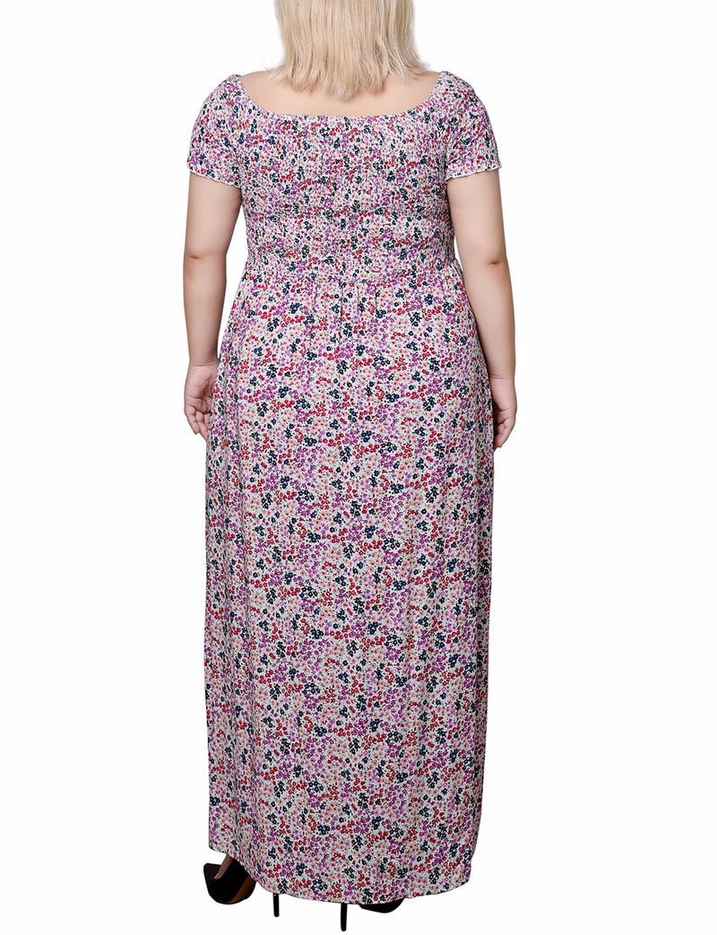 Plus Size Smocked Bodice Maxi Dress