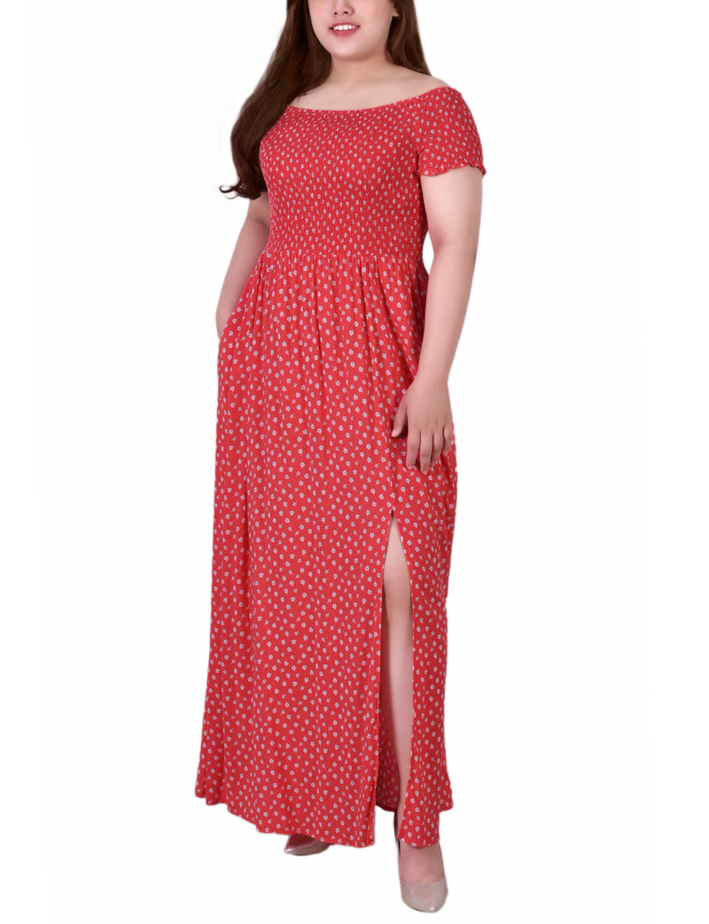 Plus Size Smocked Bodice Maxi Dress