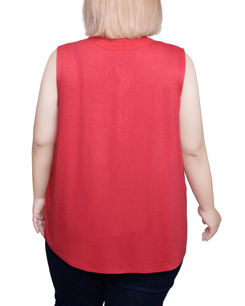 Plus Size Sleeveless Yoked Blouse