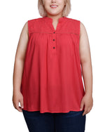 Plus Size Sleeveless Yoked Blouse