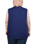 Plus Size Sleeveless Yoked Blouse