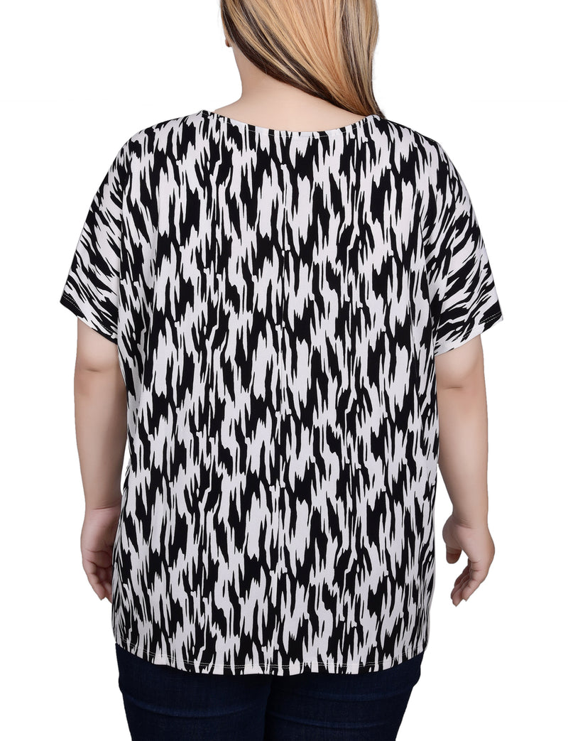 Plus Size Short Sleeve Extended Sleeve Tunic Top
