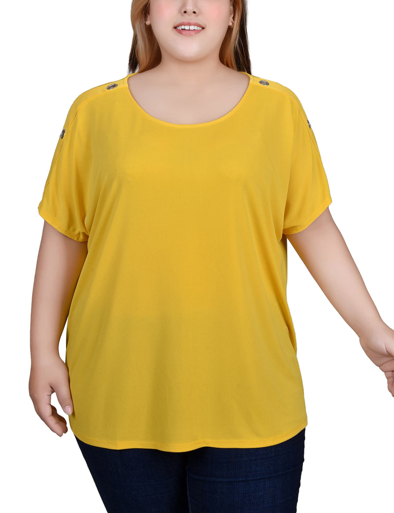 Plus Size Short Sleeve Extended Sleeve Tunic Top