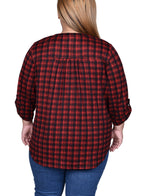Plus Size 3/4 Roll Sleeve Top