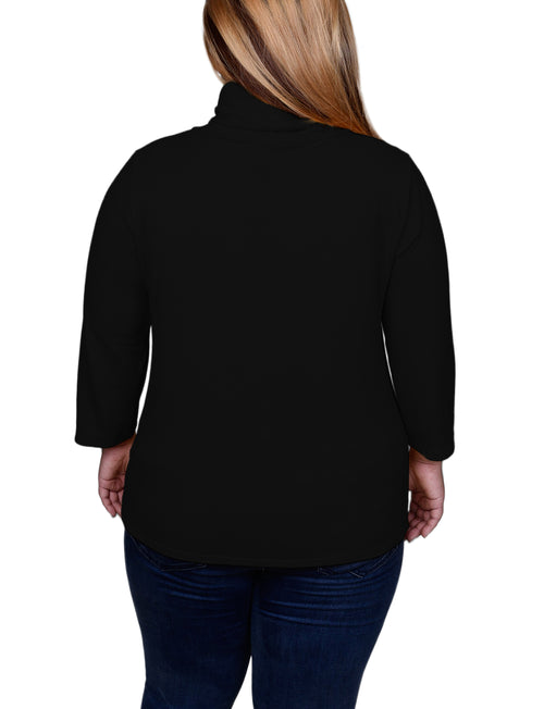 Plus Size 3/4 Slv Top With Grommet Hem