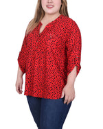Long Tab-Sleeve Top With Pockets