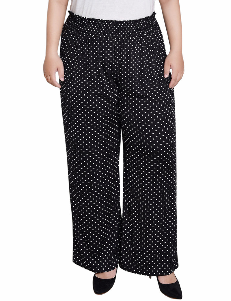 Plus Size  Smocked-Waist Pants