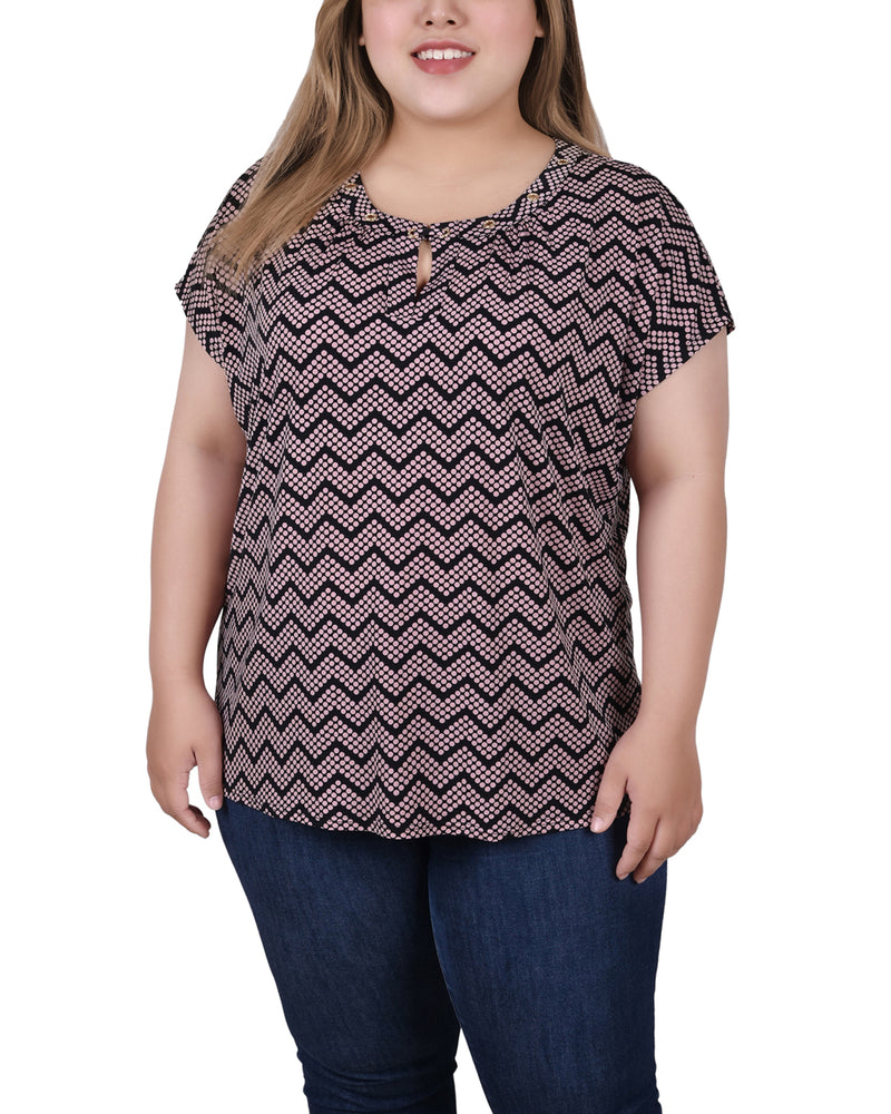 Plus Size Extended Sleeve Top With Grommets