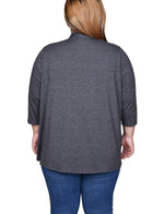 Plus Size 3/4 Sleeve Solid Cardigan