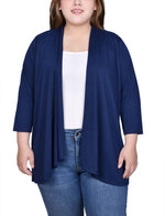 Plus Size 3/4 Sleeve Solid Cardigan
