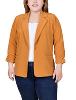 Plus Size 3/4 Sleeve Knit Ottoman Jacket