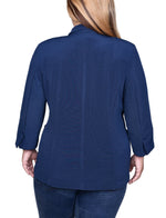 Plus Size 3/4 Sleeve Heavy Jacquard Knit Jacket
