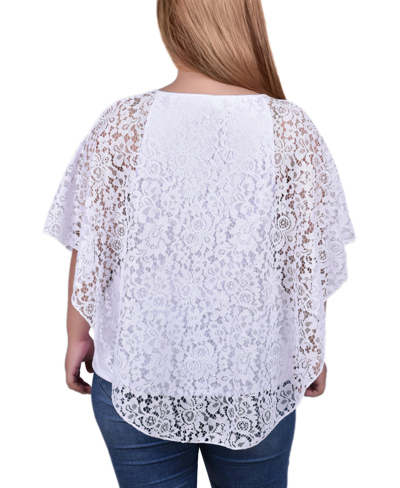 Plus Size Lace Poncho With Bar