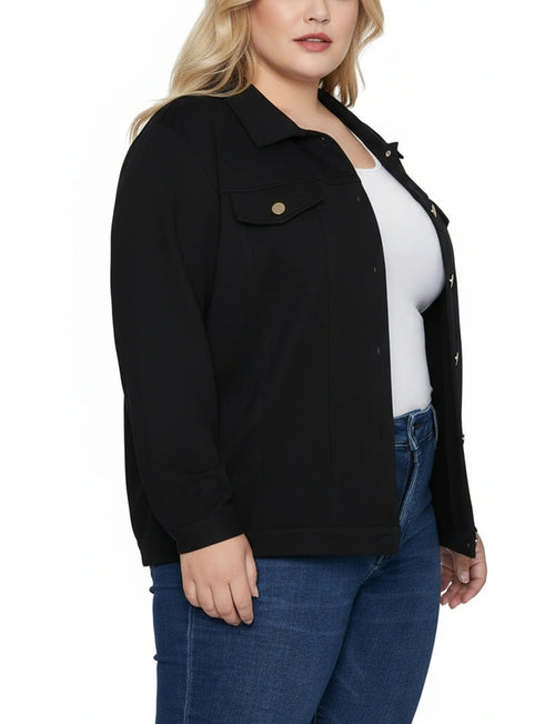Plus Size Long Sleeve Ponte Cropped Jacket
