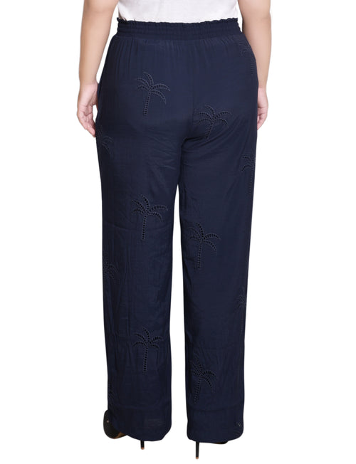 Plus Size Pull On Pants With Embroidery