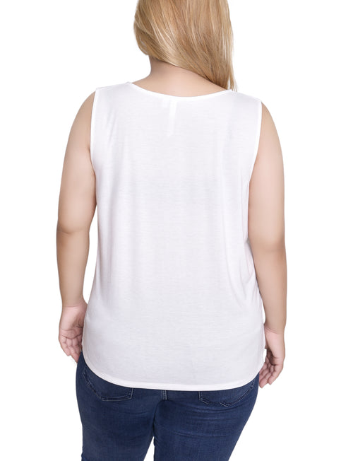 Plus Size Sleeveless Tie Detail Blouse