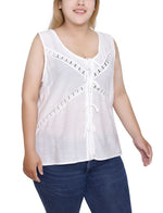 Plus Size Sleeveless Tie Detail Blouse