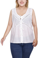 Plus Size Sleeveless Tie Detail Blouse