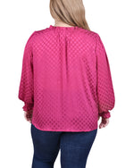 Long Sleeve Smocked Cuff Blouse