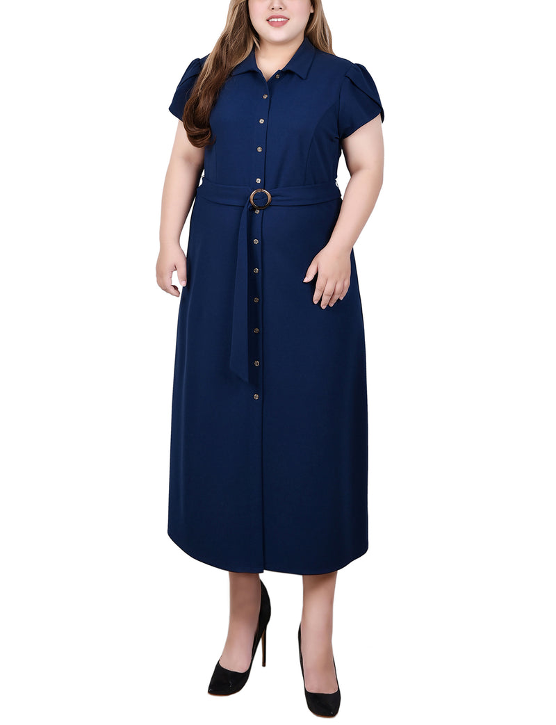 Plus Size Midi Petal Sleeve Dress