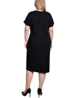 Plus Size Short Sleeve Assymetrical Hem Dress