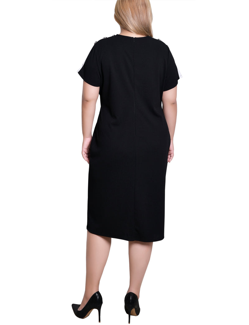 Plus Size Short Sleeve Assymetrical Hem Dress