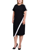 Plus Size Short Sleeve Assymetrical Hem Dress