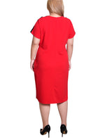 Plus Size Short Sleeve Assymetrical Hem Dress