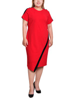 Plus Size Short Sleeve Assymetrical Hem Dress