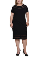 Plus Size Short Sleeve Dress With Mesh Insets
