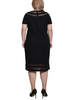 Plus Size Short Sleeve Dress With Mesh Insets