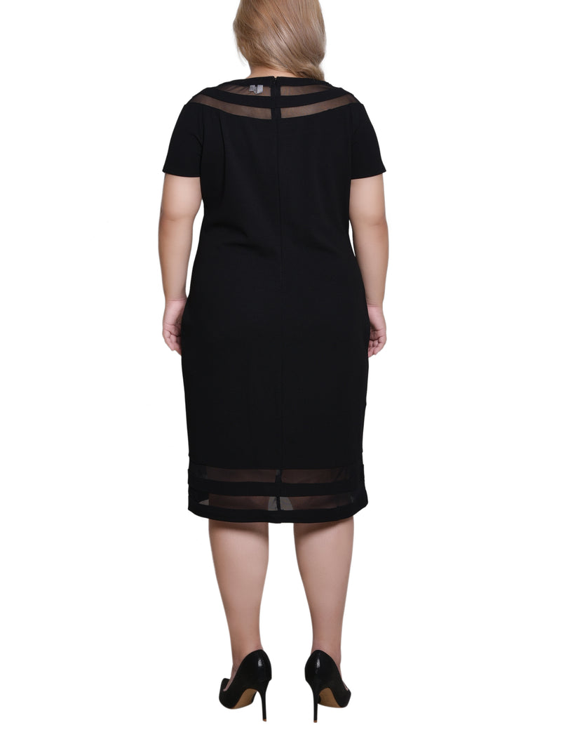 Plus Size Short Sleeve Dress With Mesh Insets