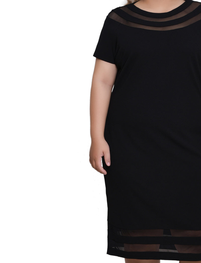 Plus Size Short Sleeve Dress With Mesh Insets