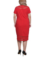 Plus Size Short Sleeve Dress With Mesh Insets