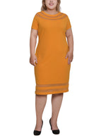 Plus Size Short Sleeve Dress With Mesh Insets