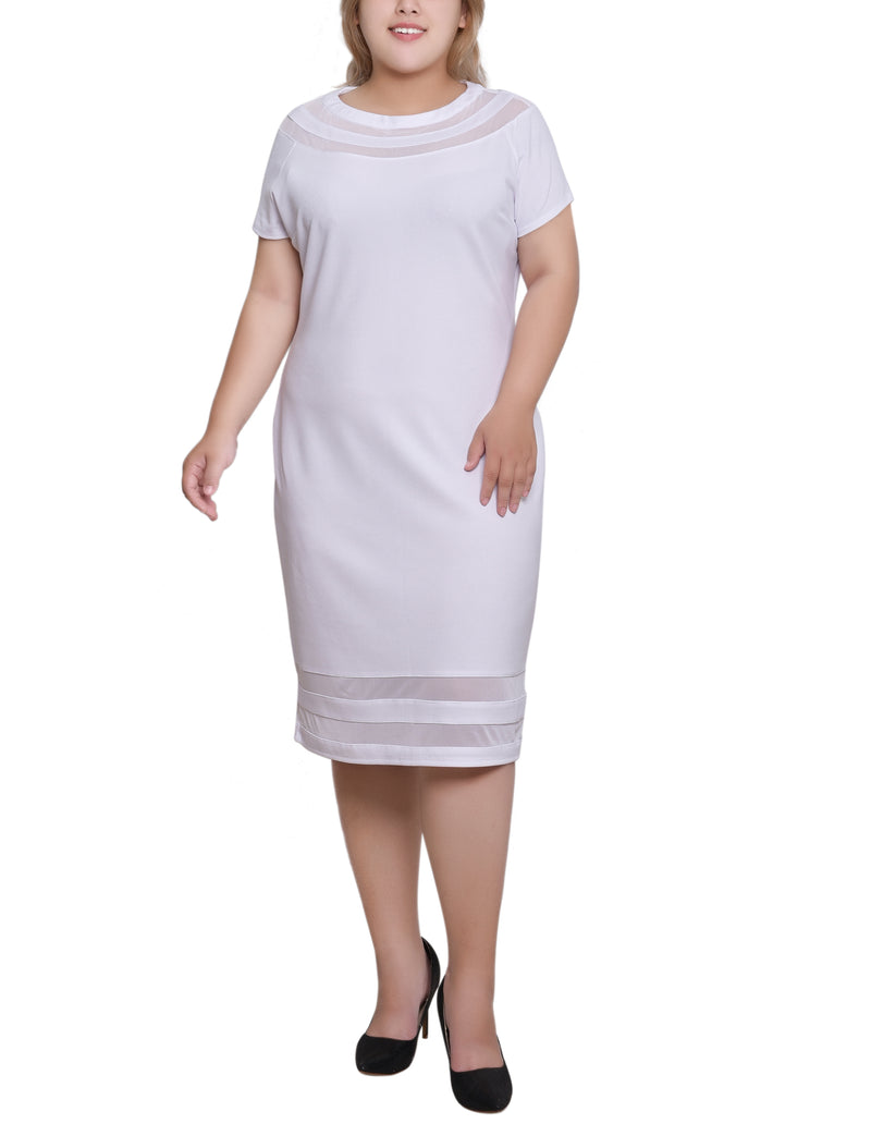Plus Size Short Sleeve Dress With Mesh Insets
